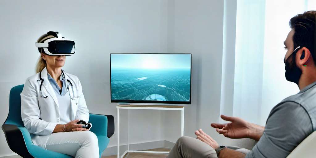 Imagen de una sesión de terapia con realidad virtual en una consulta de psicología.
